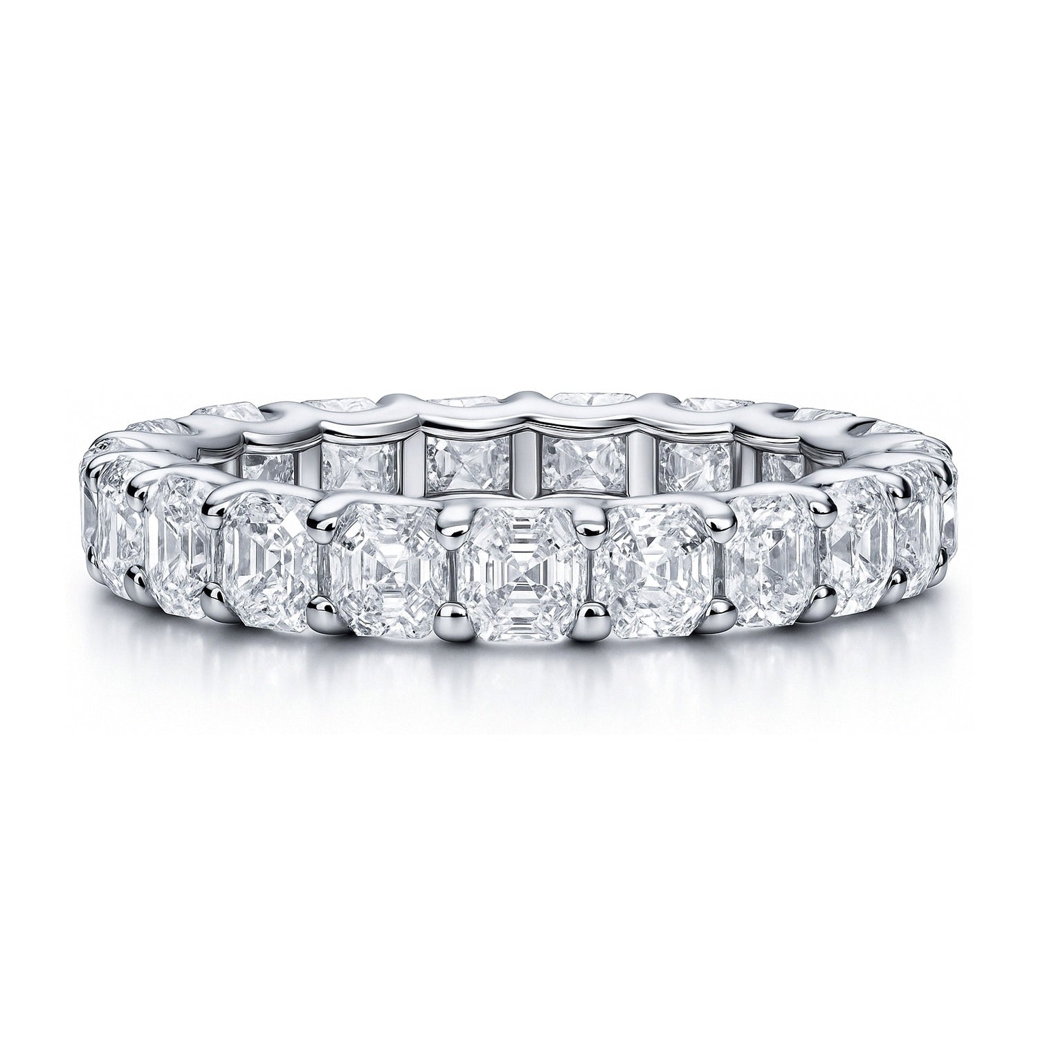 Asscher CZ Eternity Ring in Sterling Silver, 1 of 6