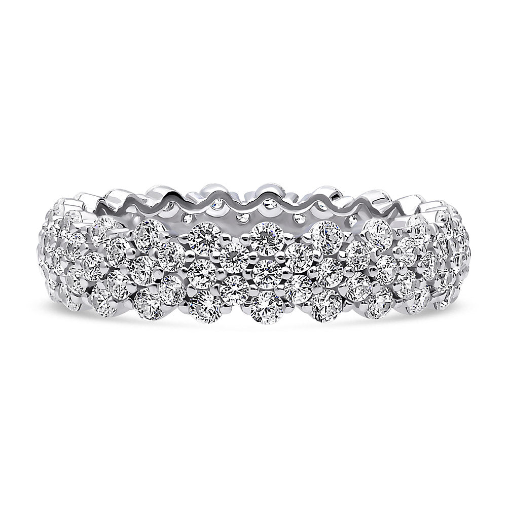 Cluster CZ Eternity Ring in Sterling Silver