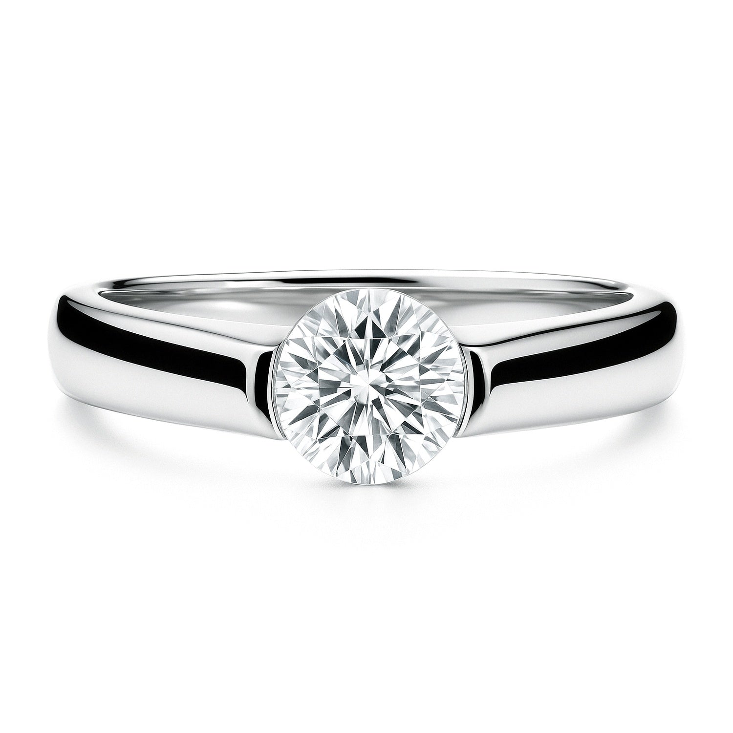 Solitaire 0.8ct Bezel CZ Ring in Sterling Silver