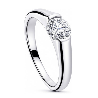 Solitaire 0.8ct Bezel CZ Ring in Sterling Silver
