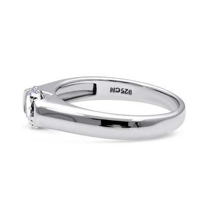 Solitaire 0.8ct Bezel CZ Ring in Sterling Silver
