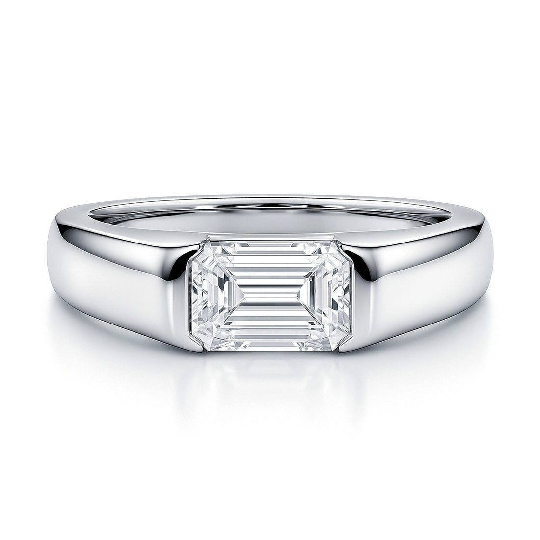 East-West Solitaire 1ct Bezel CZ Ring in Sterling Silver