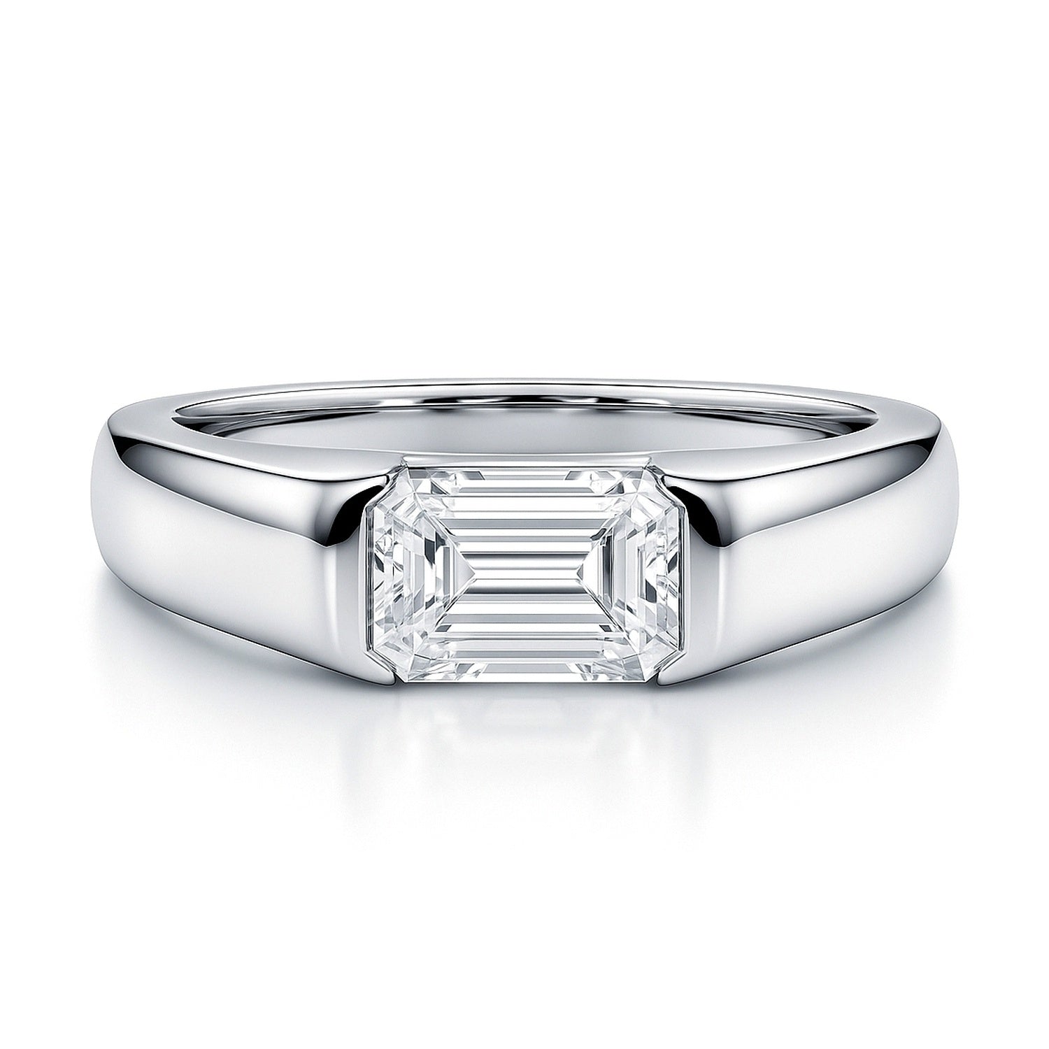 East-West Solitaire 1ct Bezel CZ Ring in Sterling Silver, 1 of 12