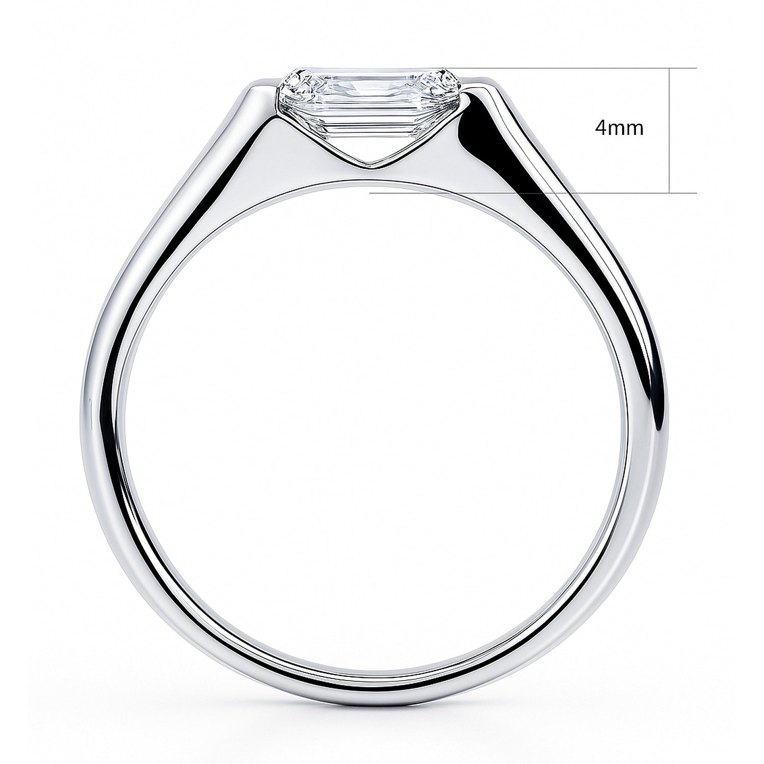 East-West Solitaire 1ct Bezel CZ Ring in Sterling Silver, 8 of 12