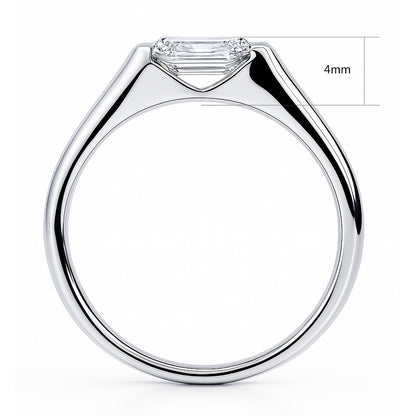 East-West Solitaire 1ct Bezel CZ Ring in Sterling Silver