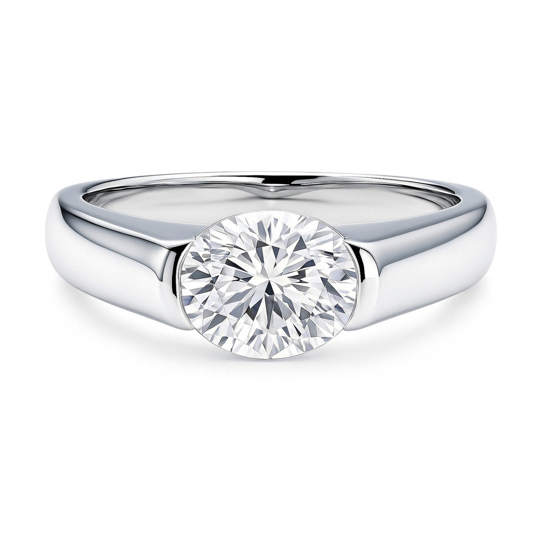 Solitaire East-West 1.2ct Bezel Oval CZ Ring in Sterling Silver