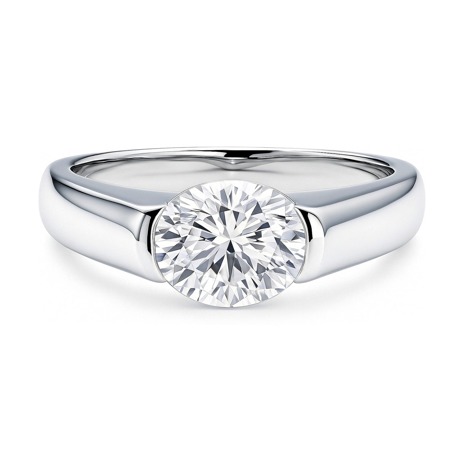Solitaire East-West 1.2ct Bezel Oval CZ Ring in Sterling Silver, 1 of 9