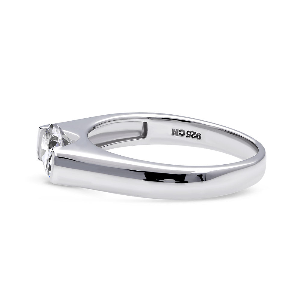 Angle view of Solitaire East-West 1.2ct Bezel Oval CZ Ring in Sterling Silver, 5 of 9