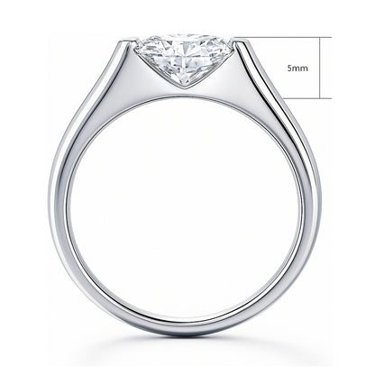 Solitaire East-West 1.2ct Bezel Oval CZ Ring in Sterling Silver