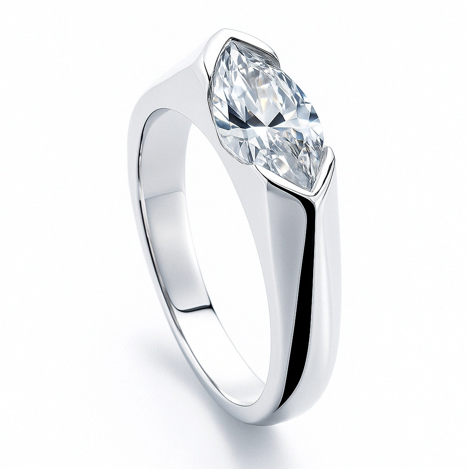 East-West Solitaire 1ct Bezel CZ Ring in Sterling Silver, 4 of 10