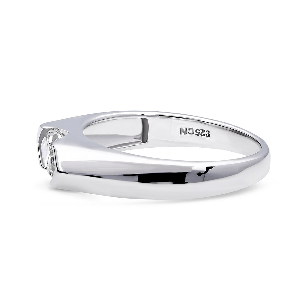 East-West Solitaire 1ct Bezel CZ Ring in Sterling Silver