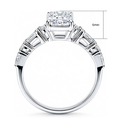 Solitaire Art Deco 1.7ct Emerald Cut CZ Ring in Sterling Silver