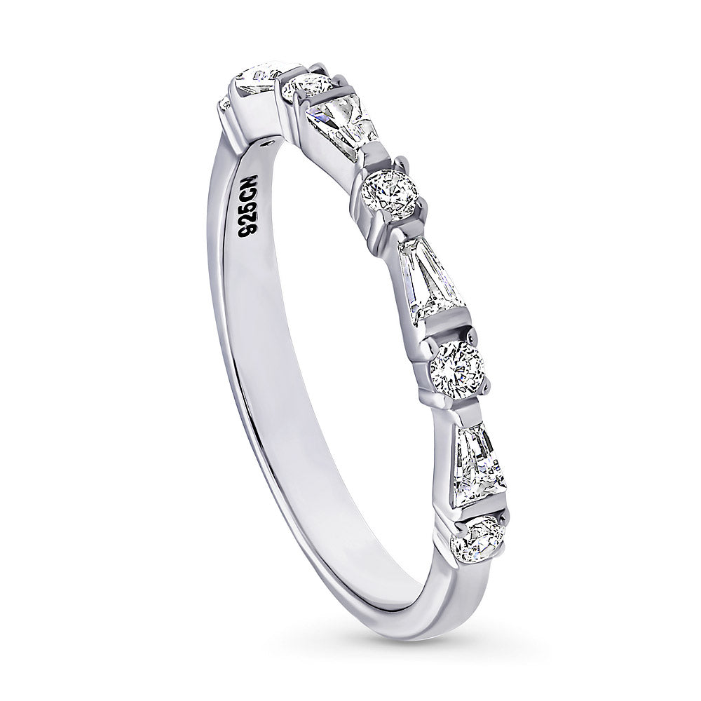 Front view of Art Deco CZ Half Eternity Ring in Sterling Silver, 2 of 4