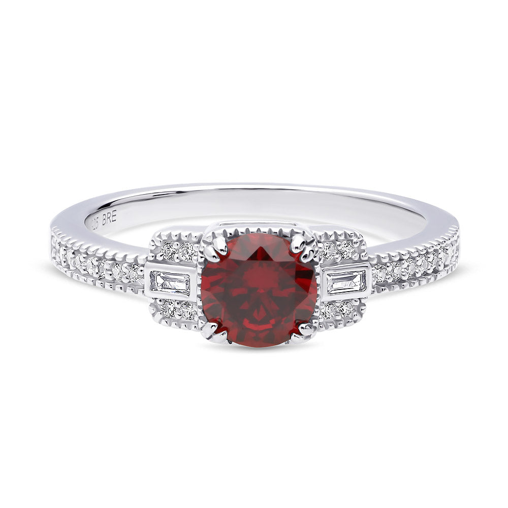 Vintage Inspired Art Deco Red CZ Ring in Sterling Silver, 1 of 9