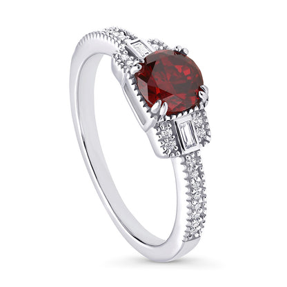 Art Deco Red CZ Ring in Sterling Silver