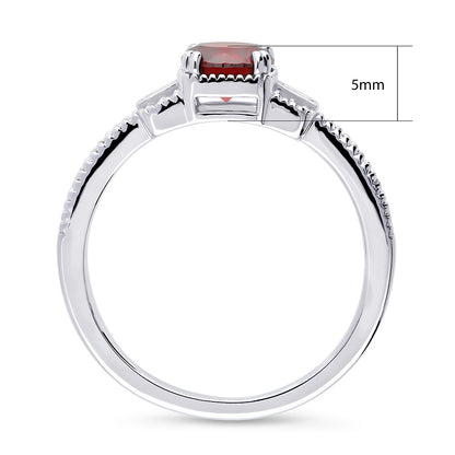 Art Deco Red CZ Ring in Sterling Silver
