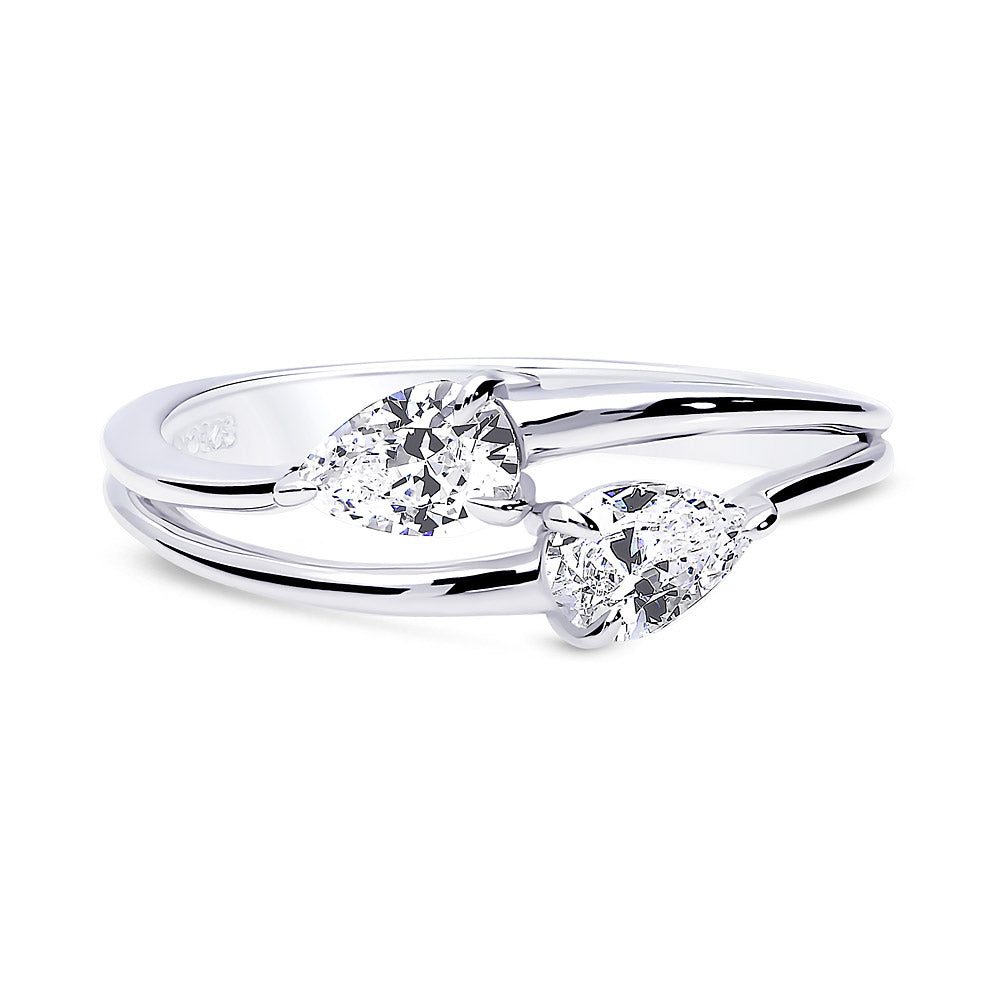 2-Stone CZ Split Shank Ring in Sterling Silver, 1 of 8