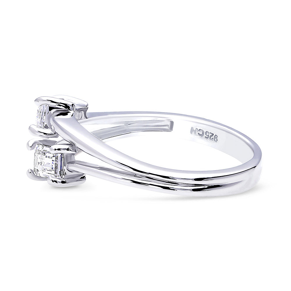 Angle view of 2-Stone CZ Split Shank Ring in Sterling Silver, 5 of 8