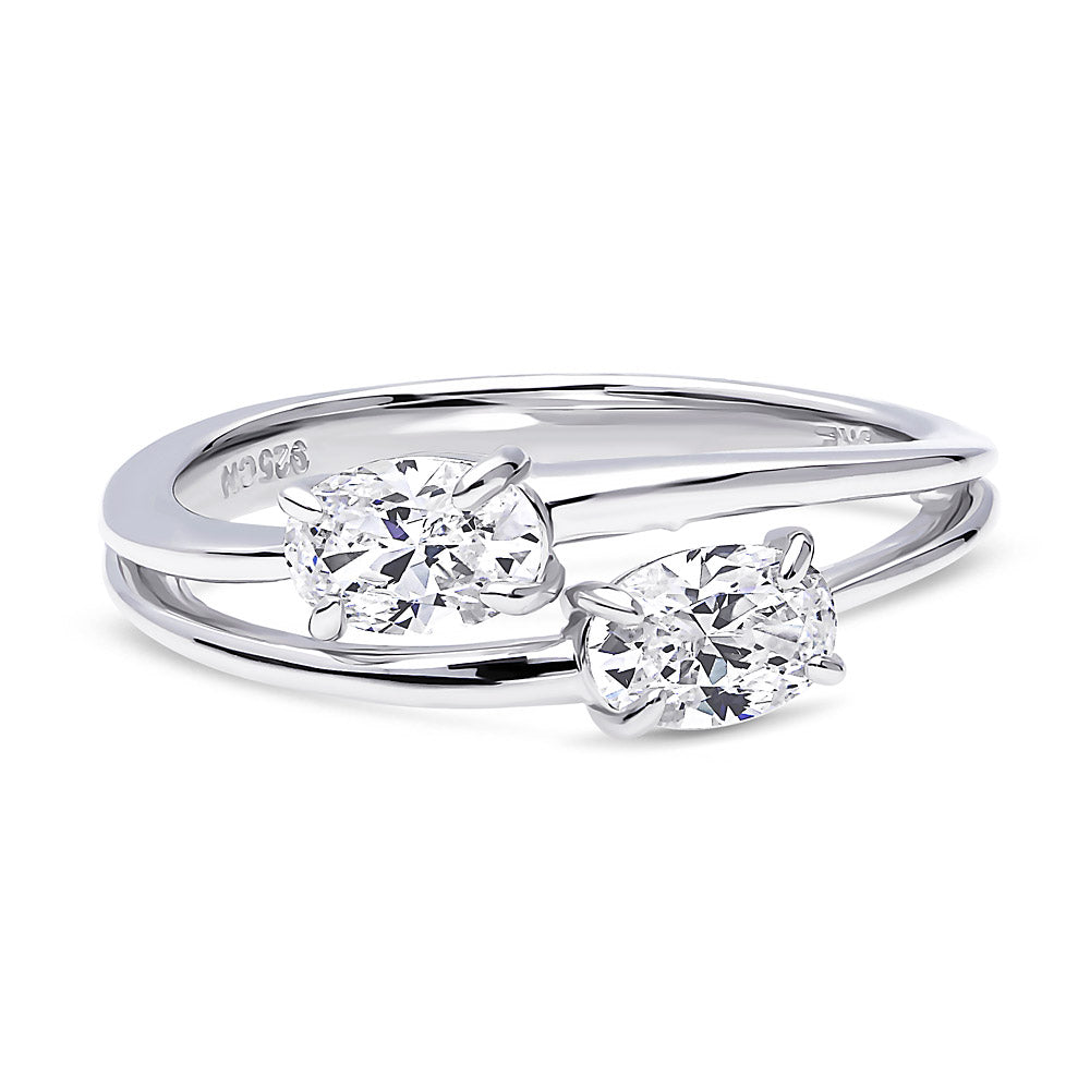 2-Stone CZ Split Shank Ring in Sterling Silver, 1 of 6