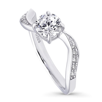 Solitaire Woven 0.8ct CZ Ring in Sterling Silver