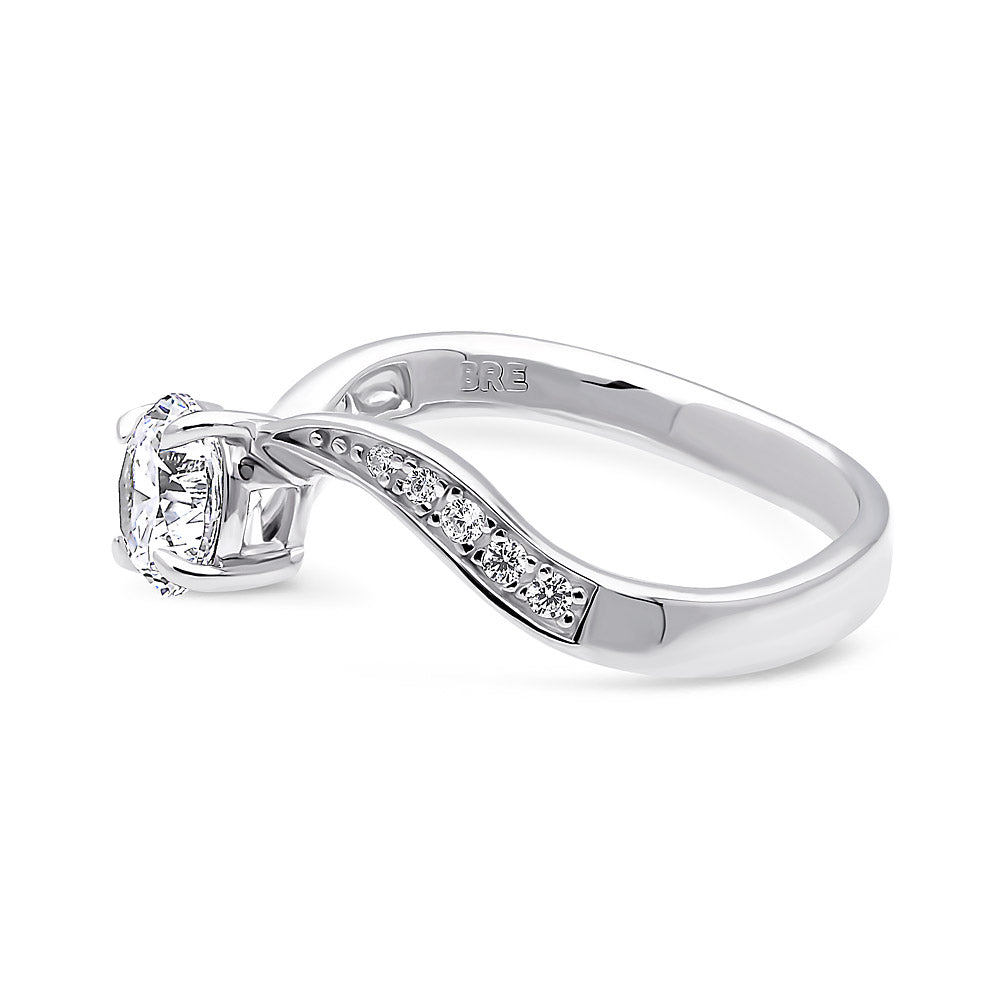 Angle view of Solitaire Woven 0.8ct CZ Ring in Sterling Silver, 3 of 4