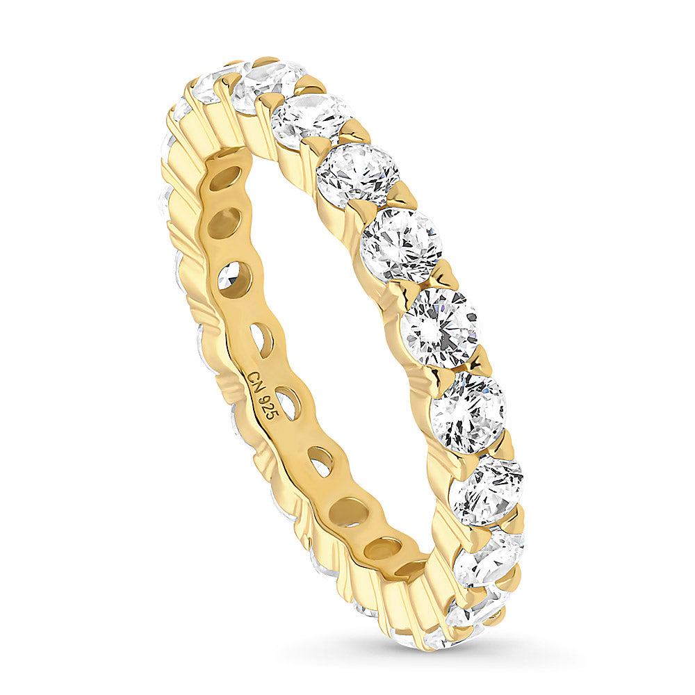 Front view of Pave CZ Eternity Ring in Gold Flashed Sterling Silver, 4 of 7