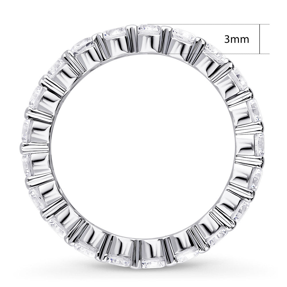 Angle view of Pave CZ Eternity Ring in Sterling Silver, 3 of 3
