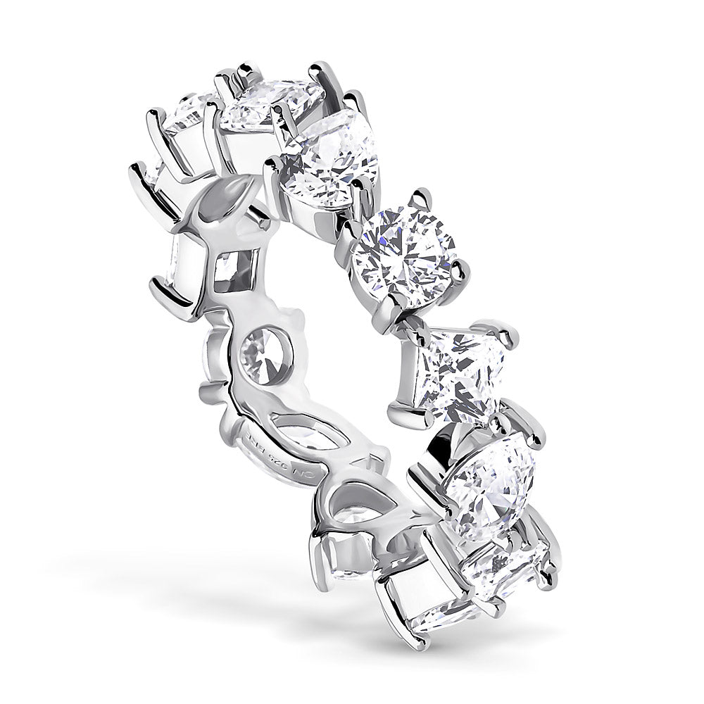 Front view of Cluster CZ Eternity Ring in Sterling Silver, 3 of 4