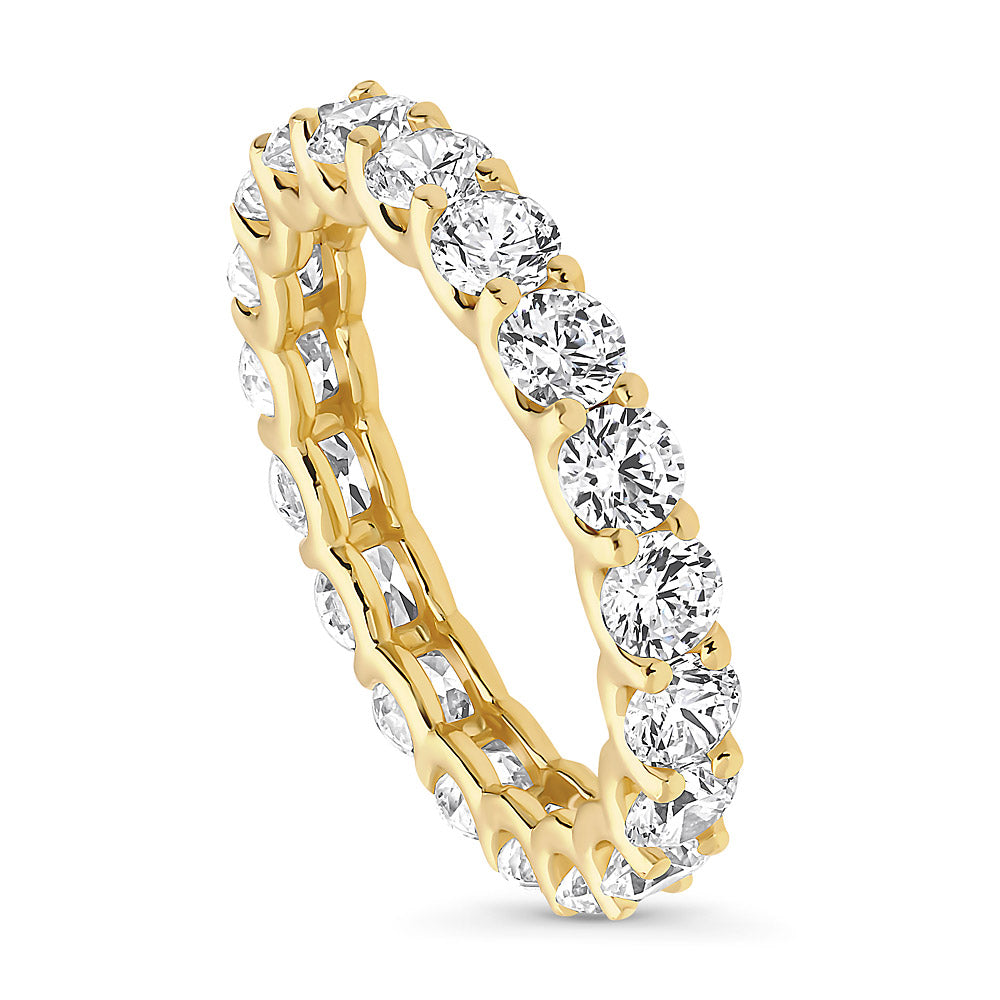 Front view of Pave CZ Eternity Ring in Gold Flashed Sterling Silver, 2 of 3