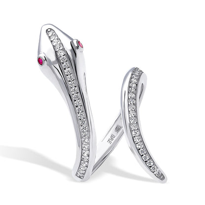 Snake CZ Ring in Sterling Silver