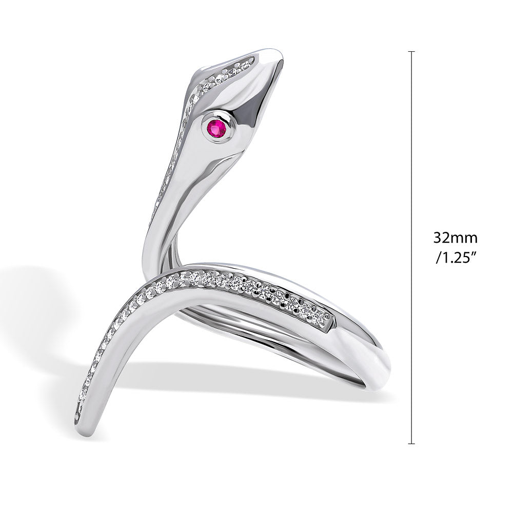 Angle view of Snake CZ Ring in Sterling Silver, 3 of 3