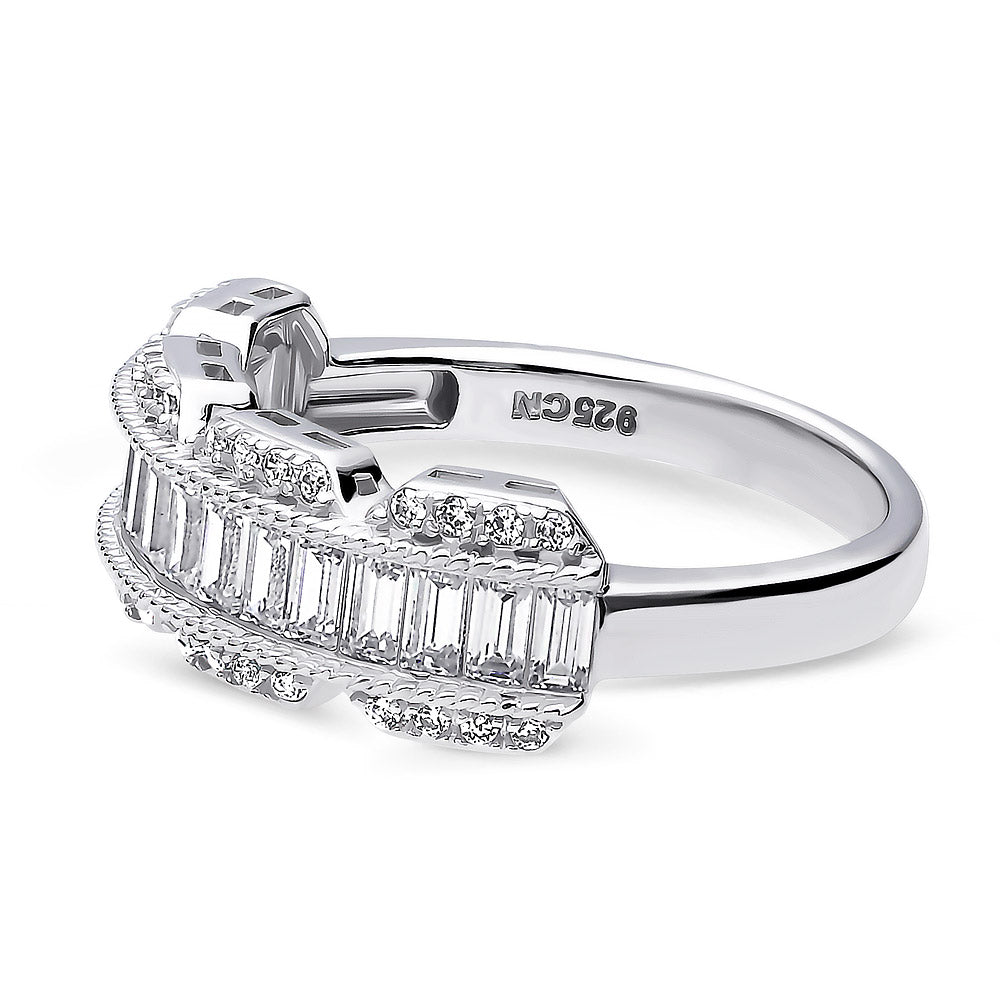 Angle view of Art Deco CZ Stackable Band in Sterling Silver, 5 of 6