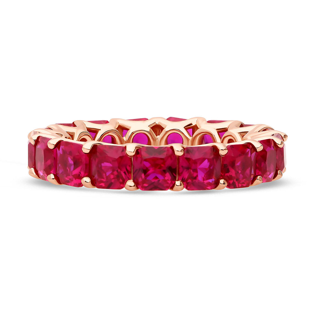 Red Pave CZ Eternity Ring in Rose Gold Flashed Sterling Silver, 1 of 7