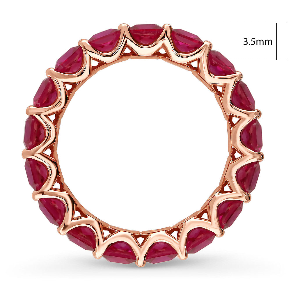Red Pave CZ Eternity Ring in Rose Gold Flashed Sterling Silver