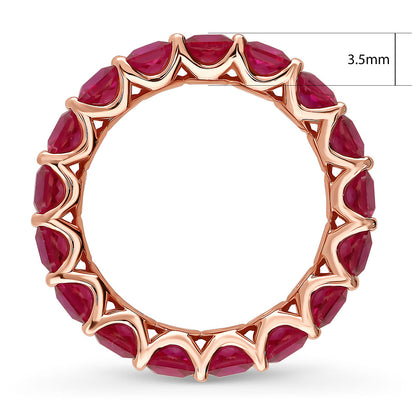 Red Pave CZ Eternity Ring in Rose Gold Flashed Sterling Silver