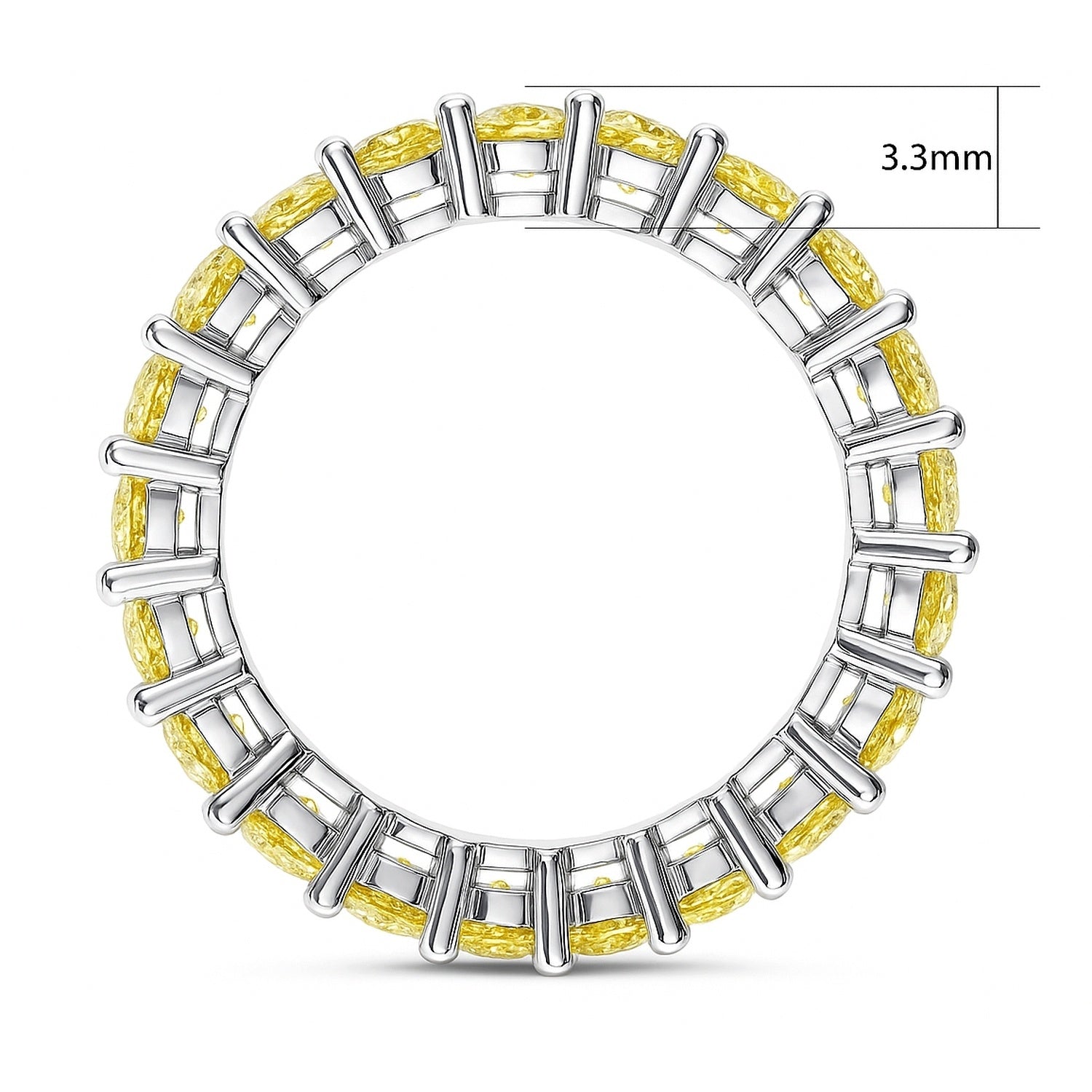 Canary Yellow Pave Radiant CZ Eternity Ring in Sterling Silver, 5 of 10