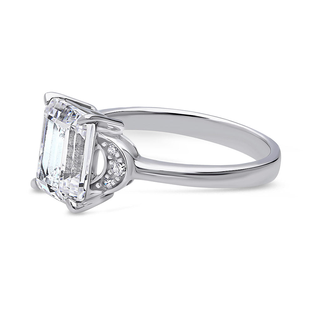 Angle view of Crescent Moon Solitaire 2.6ct CZ Ring in Sterling Silver, 5 of 8