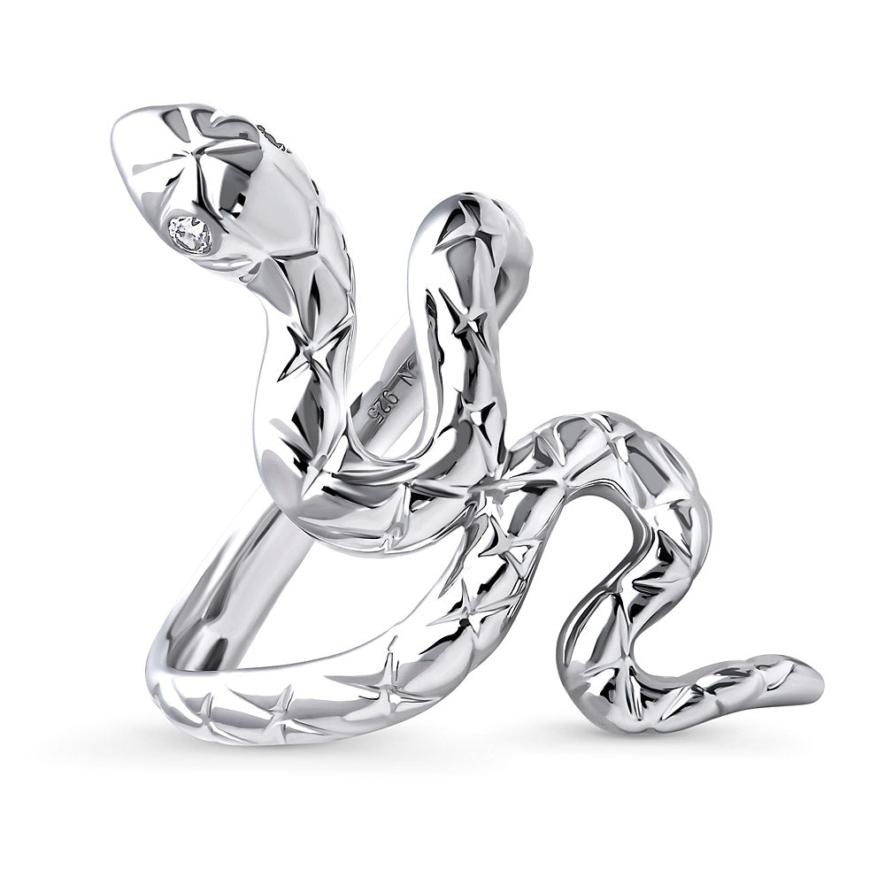 Front view of Snake CZ Ring in Sterling Silver, 4 of 5