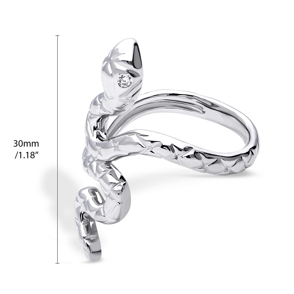 Angle view of Snake CZ Ring in Sterling Silver, 5 of 5