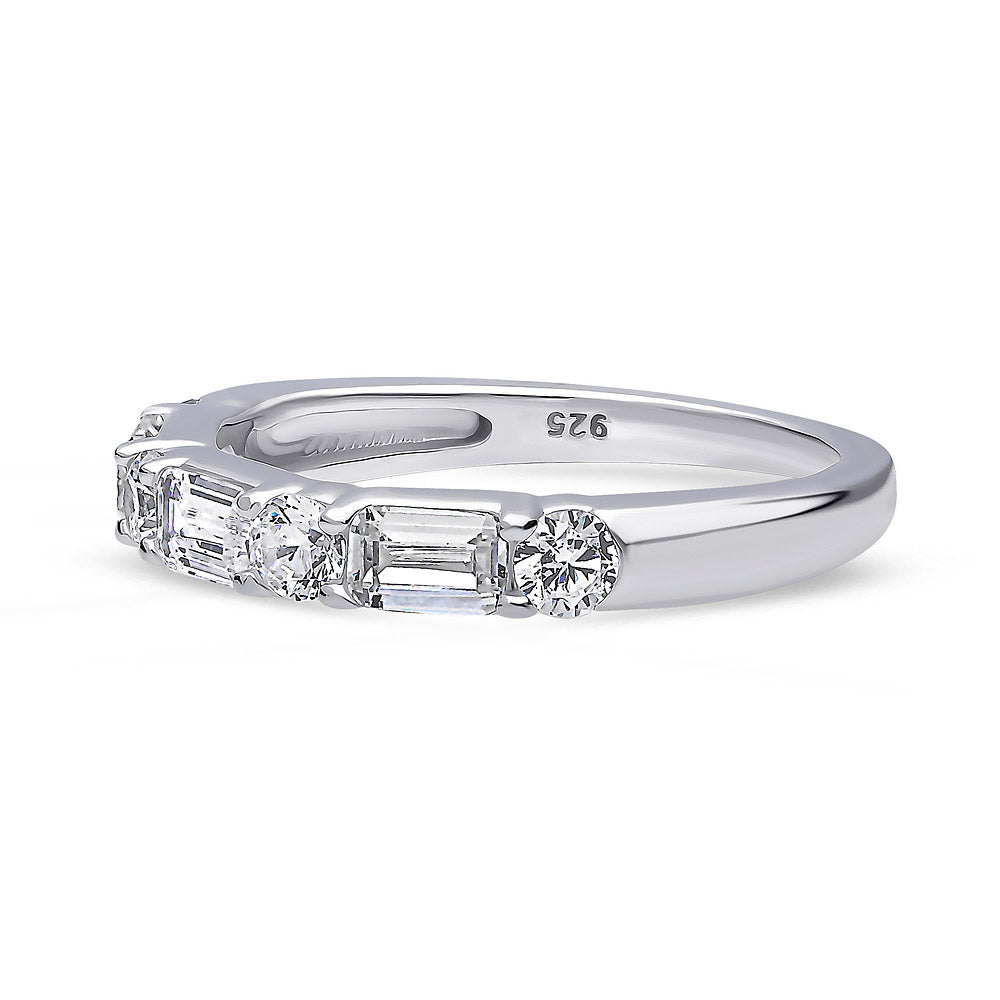 Angle view of Art Deco Pave CZ Eternity Ring in Sterling Silver, 5 of 9