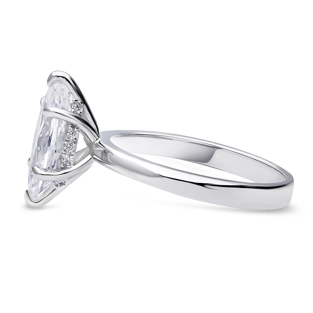 Angle view of Solitaire 1.6ct Marquise CZ Ring in Sterling Silver, 5 of 9