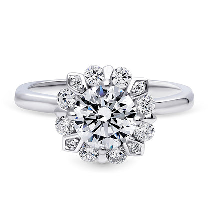 Halo CZ Ring in Sterling Silver