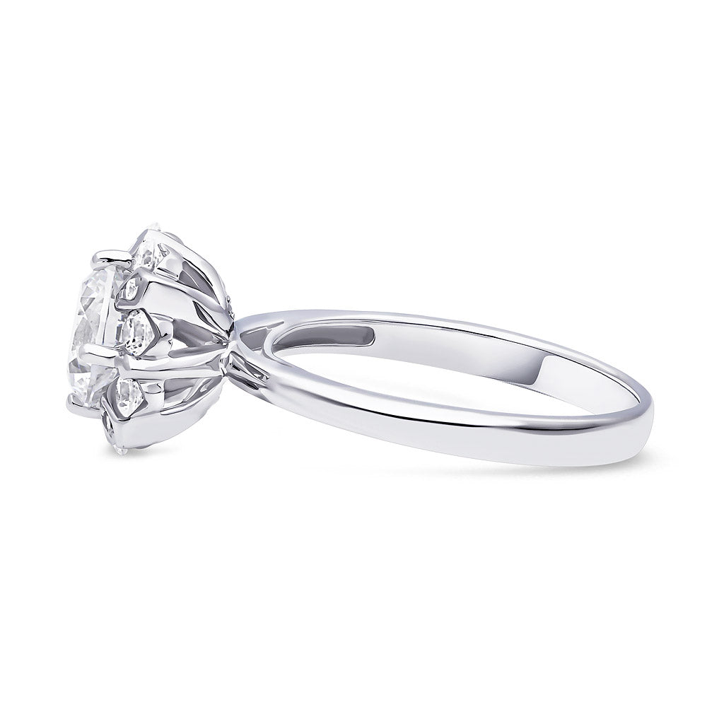 Angle view of Halo CZ Ring in Sterling Silver, 5 of 10