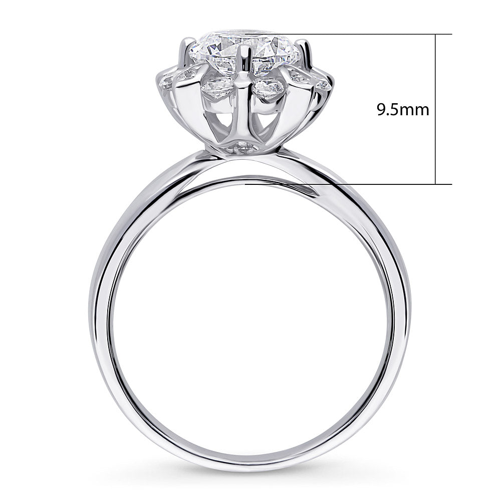 Alternate view of Halo CZ Ring in Sterling Silver, 8 of 10