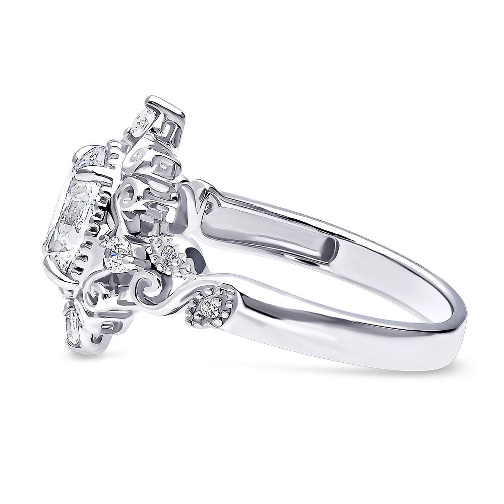 Angle view of Filigree CZ Ring in Sterling Silver, 5 of 9