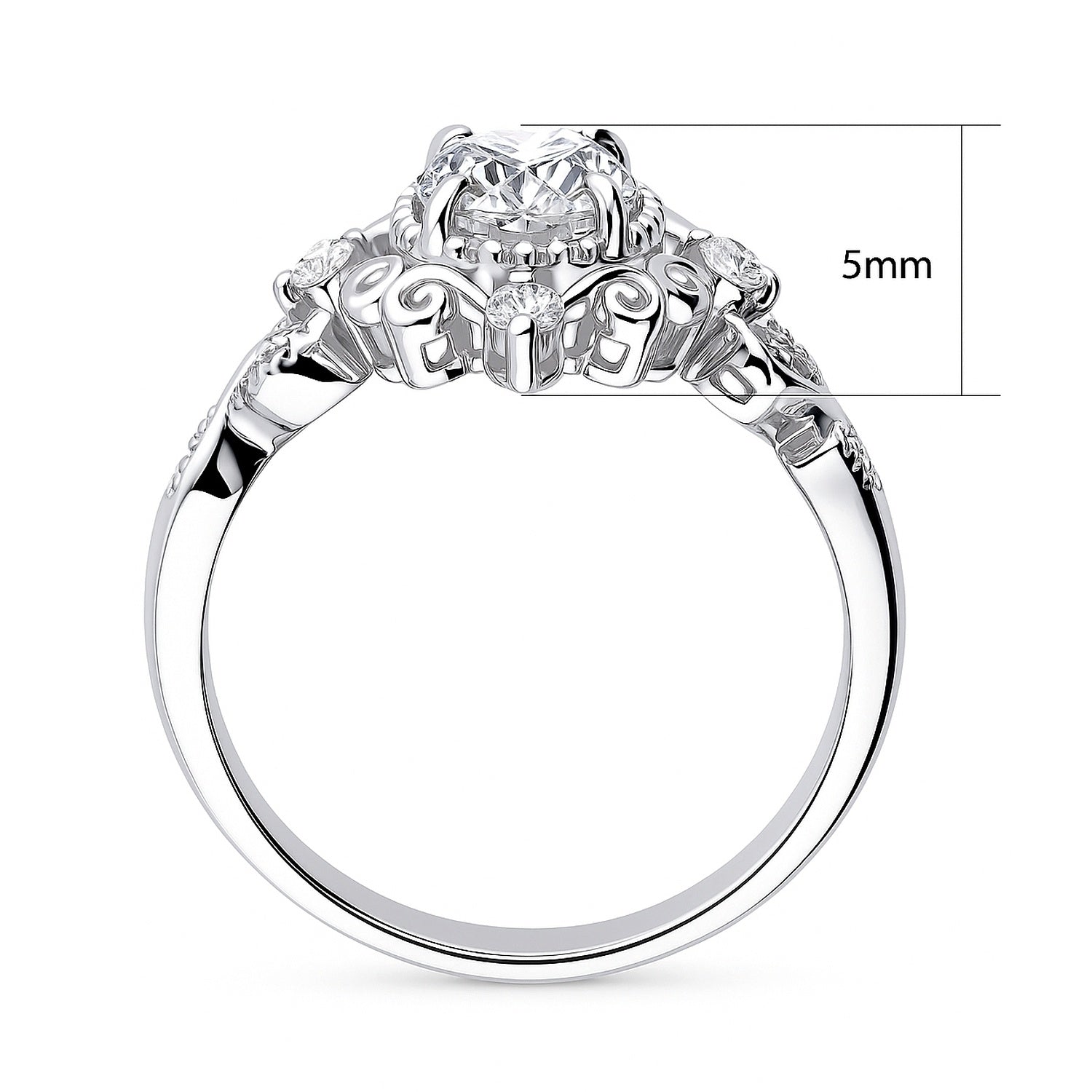 Filigree CZ Ring in Sterling Silver