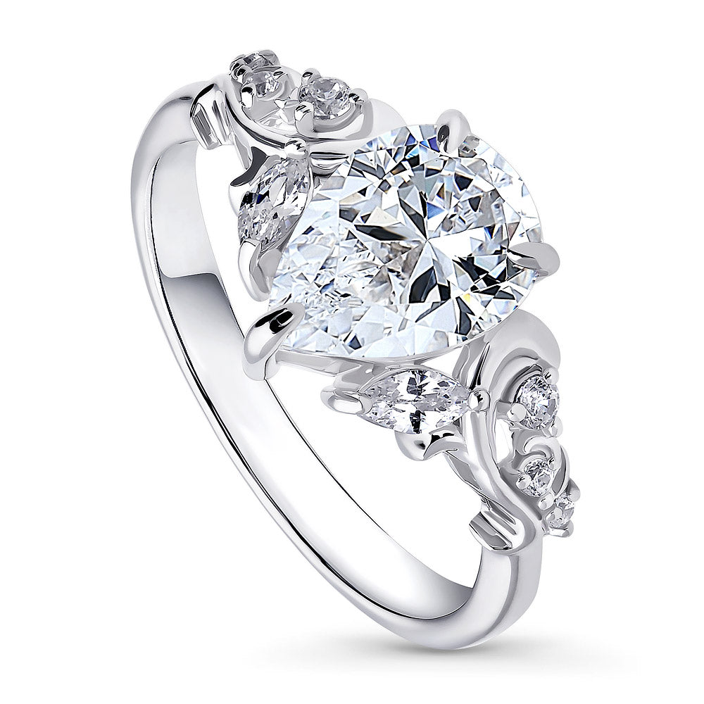 Front view of Filigree CZ Ring in Sterling Silver, 4 of 8