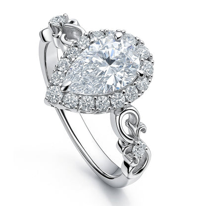 Filigree Halo CZ Ring in Sterling Silver