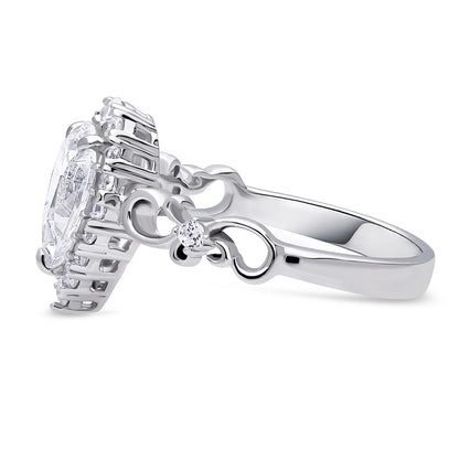 Filigree Halo CZ Ring in Sterling Silver