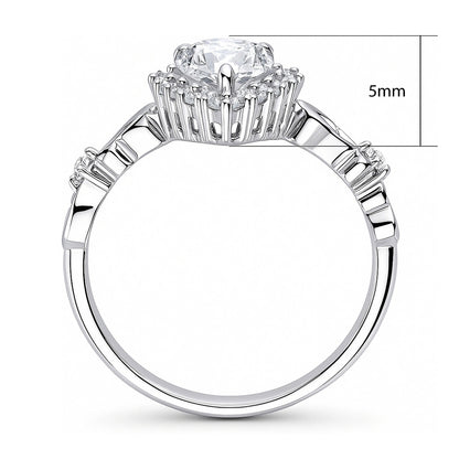 Filigree Halo CZ Ring in Sterling Silver